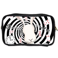 White Rabbit In Wonderland Toiletries Bags 2-side by Valentinaart