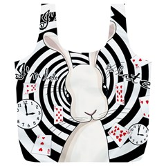 White Rabbit In Wonderland Full Print Recycle Bags (l)  by Valentinaart