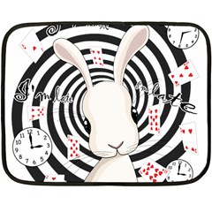 White Rabbit In Wonderland Double Sided Fleece Blanket (mini)  by Valentinaart