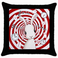 White Rabbit In Wonderland Throw Pillow Case (black) by Valentinaart