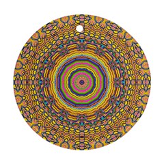 Wood Festive Rainbow Mandala Ornament (round) by pepitasart