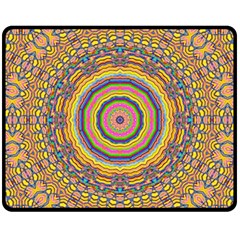Wood Festive Rainbow Mandala Fleece Blanket (medium)  by pepitasart