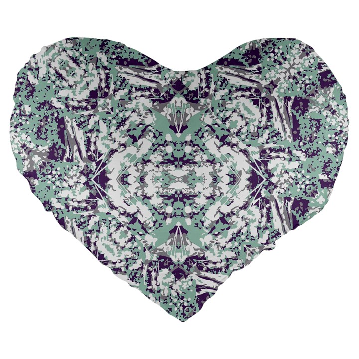 Modern Collage Pattern Mosaic Large 19  Premium Flano Heart Shape Cushions