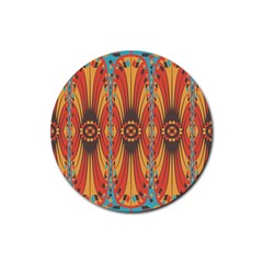 Geometric Extravaganza Pattern Rubber Round Coaster (4 Pack)  by linceazul