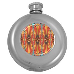 Geometric Extravaganza Pattern Round Hip Flask (5 Oz) by linceazul