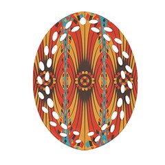 Geometric Extravaganza Pattern Oval Filigree Ornament (two Sides) by linceazul