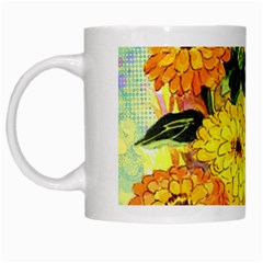 Background Flowers Yellow Bright White Mugs by Nexatart