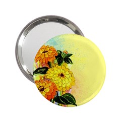 Background Flowers Yellow Bright 2 25  Handbag Mirrors by Nexatart