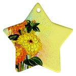 Background Flowers Yellow Bright Star Ornament (Two Sides) Back