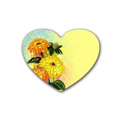 Background Flowers Yellow Bright Heart Coaster (4 Pack)  by Nexatart