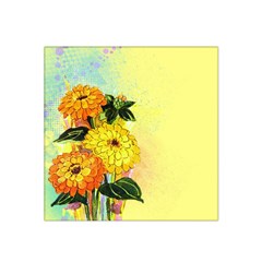 Background Flowers Yellow Bright Satin Bandana Scarf by Nexatart