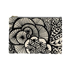 Background Abstract Beige Black Cosmetic Bag (large) 