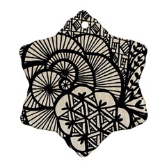 Background Abstract Beige Black Snowflake Ornament (two Sides) by Nexatart