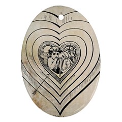 Heart Drawing Angel Vintage Oval Ornament (two Sides) by Nexatart