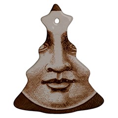 Moon Face Vintage Design Sepia Christmas Tree Ornament (two Sides) by Nexatart