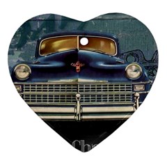 Vintage Car Automobile Heart Ornament (two Sides) by Nexatart