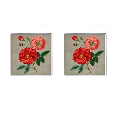 Flower Floral Background Red Rose Cufflinks (square) by Nexatart