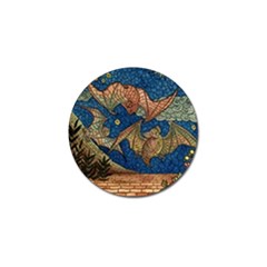 Bats Cubism Mosaic Vintage Golf Ball Marker by Nexatart