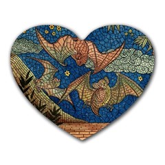 Bats Cubism Mosaic Vintage Heart Mousepads by Nexatart