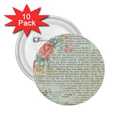 Vintage Floral Background Paper 2 25  Buttons (10 Pack) 