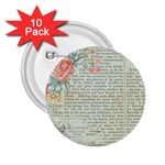 Vintage Floral Background Paper 2.25  Buttons (10 pack)  Front