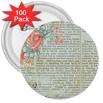Vintage Floral Background Paper 3  Buttons (100 pack)  Front