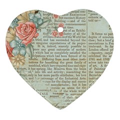 Vintage Floral Background Paper Heart Ornament (two Sides)