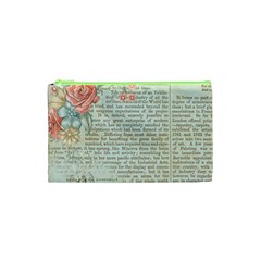 Vintage Floral Background Paper Cosmetic Bag (xs) by Nexatart