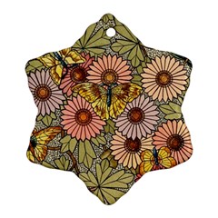 Flower Butterfly Cubism Mosaic Snowflake Ornament (two Sides)