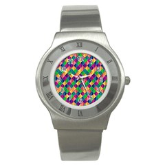 Background Geometric Triangle Stainless Steel Watch