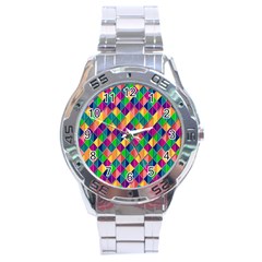 Background Geometric Triangle Stainless Steel Analogue Watch