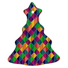 Background Geometric Triangle Christmas Tree Ornament (Two Sides)