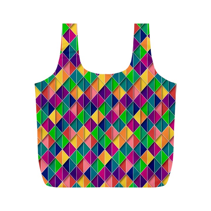 Background Geometric Triangle Full Print Recycle Bags (M) 