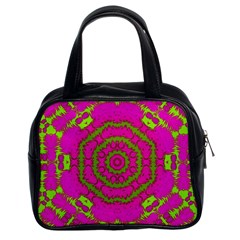 Fern Forest Star Mandala Decorative Classic Handbags (2 Sides) by pepitasart
