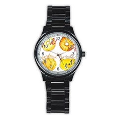 Bread Stickers Stainless Steel Round Watch by KuriSweets