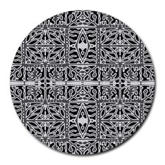 Dark Oriental Ornate Pattern Round Mousepads by dflcprints