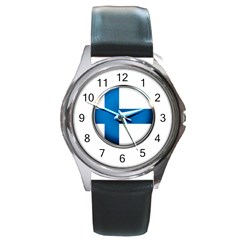 Finland Country Flag Countries Round Metal Watch by Nexatart