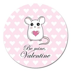 Cute Mouse - Valentines Day Magnet 5  (round) by Valentinaart