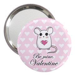 Cute Mouse - Valentines Day 3  Handbag Mirrors by Valentinaart