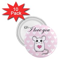 Cute Mouse - Valentines Day 1 75  Buttons (10 Pack) by Valentinaart