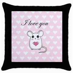 Cute Mouse - Valentines Day Throw Pillow Case (black) by Valentinaart