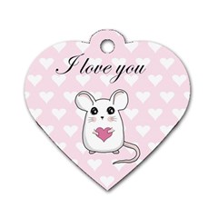 Cute Mouse - Valentines Day Dog Tag Heart (one Side) by Valentinaart