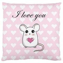 Cute Mouse - Valentines Day Large Cushion Case (one Side) by Valentinaart