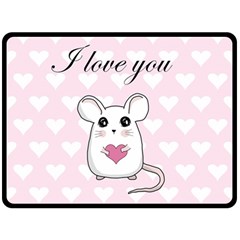 Cute Mouse - Valentines Day Double Sided Fleece Blanket (large)  by Valentinaart