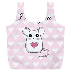 Cute Mouse - Valentines Day Full Print Recycle Bags (l)  by Valentinaart