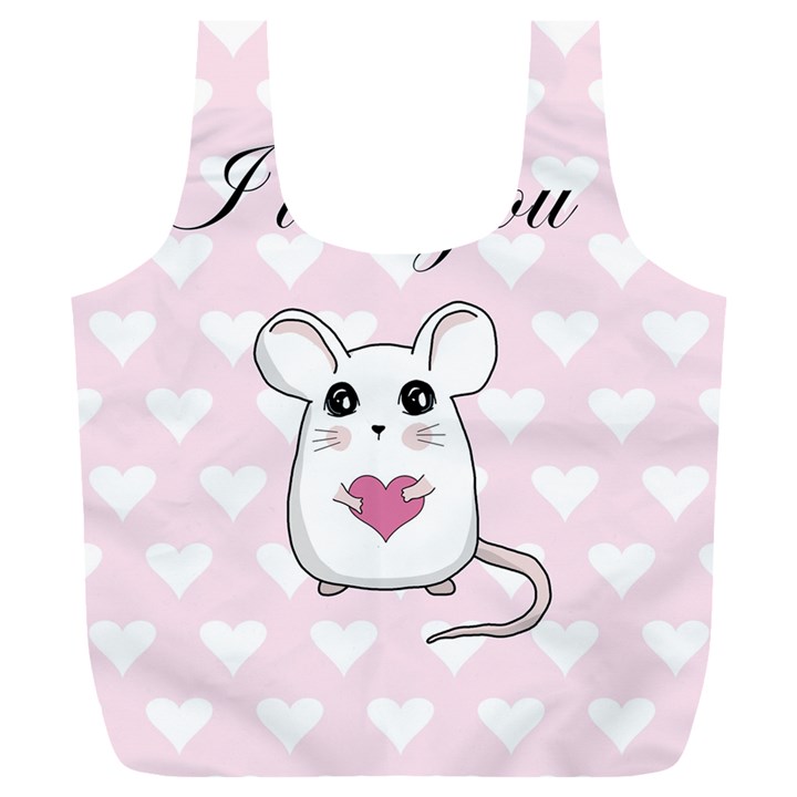 Cute mouse - Valentines day Full Print Recycle Bags (L) 