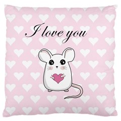 Cute Mouse - Valentines Day Large Flano Cushion Case (one Side) by Valentinaart