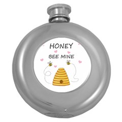 Bee Mine Valentines Day Round Hip Flask (5 Oz) by Valentinaart