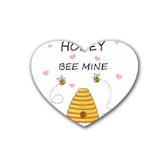 Bee Mine Valentines Day Rubber Coaster (heart)  by Valentinaart