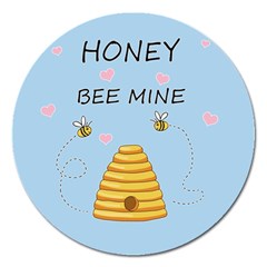 Bee Mine Valentines Day Magnet 5  (round) by Valentinaart